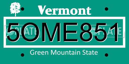 5OME851 Vermont License Plate