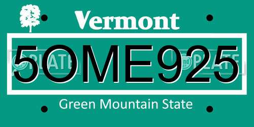 5OME925 Vermont License Plate