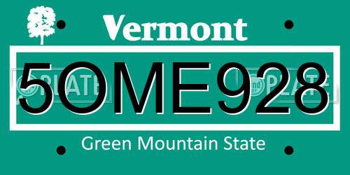5OME928 Vermont License Plate