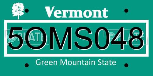 5OMS048 Vermont License Plate