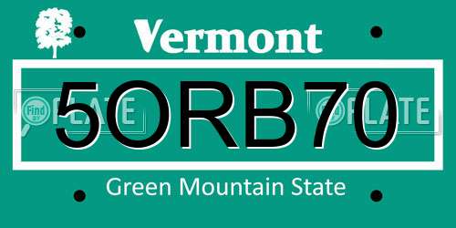 5ORB70 Vermont License Plate