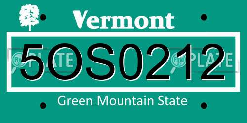 5OS0212 Vermont License Plate