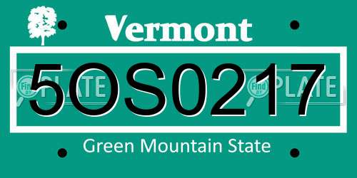 5OS0217 Vermont License Plate