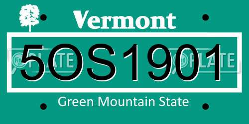 5OS1901 Vermont License Plate