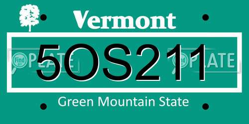 5OS211 Vermont License Plate
