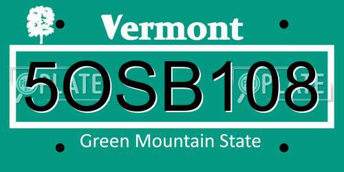 5OSB108 Vermont License Plate