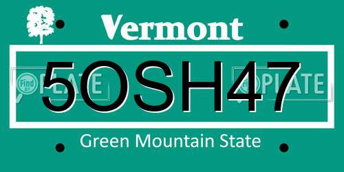 5OSH47 Vermont License Plate