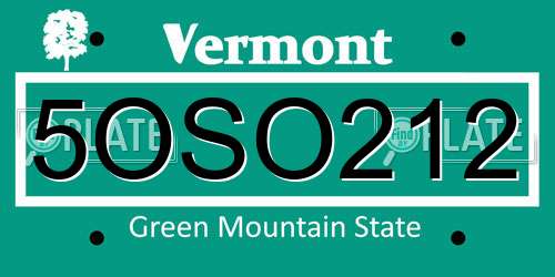 5OSO212 Vermont License Plate
