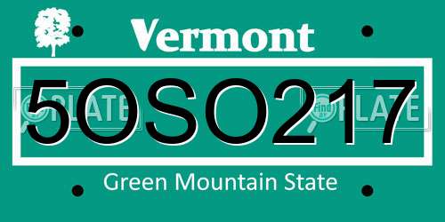5OSO217 Vermont License Plate