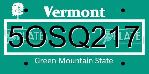 5OSQ217 Vermont License Plate