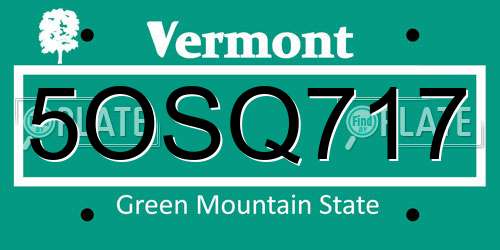 5OSQ717 Vermont License Plate