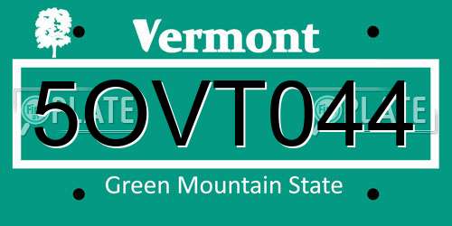 5OVT044 Vermont License Plate