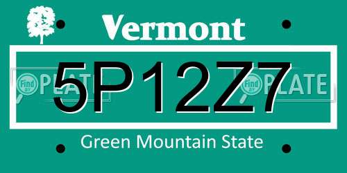 5P12Z7 Vermont License Plate