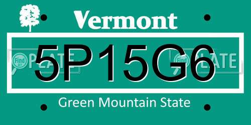 5P15G6 Vermont License Plate