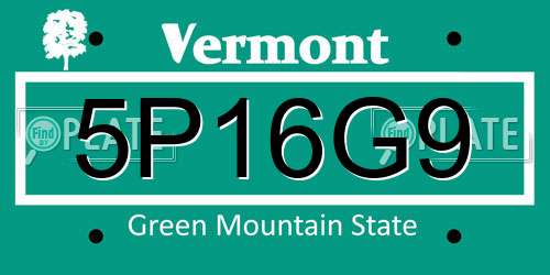 5P16G9 Vermont License Plate
