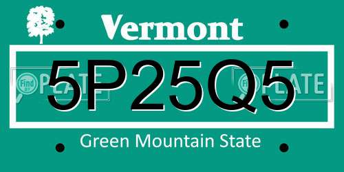 5P25Q5 Vermont License Plate