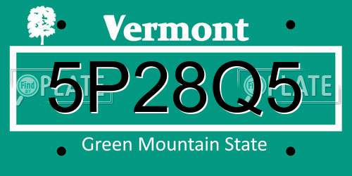 5P28Q5 Vermont License Plate