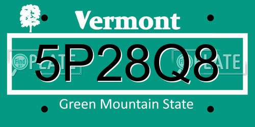 5P28Q8 Vermont License Plate