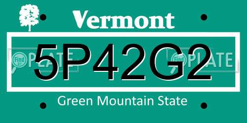 5P42G2 Vermont License Plate