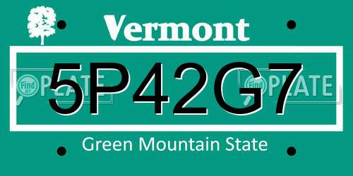 5P42G7 Vermont License Plate