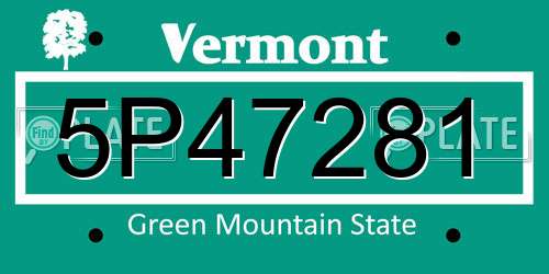 5P47281 Vermont License Plate
