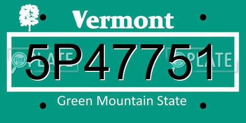 5P47751 Vermont License Plate