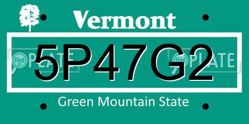 5P47G2 Vermont License Plate