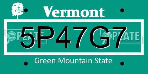 5P47G7 Vermont License Plate