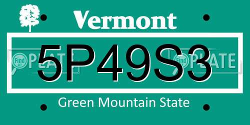 5P49S3 Vermont License Plate