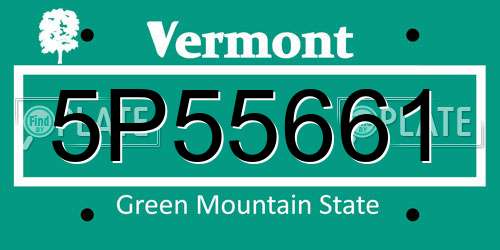 5P55661 Vermont License Plate