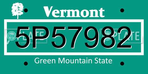 5P57982 Vermont License Plate