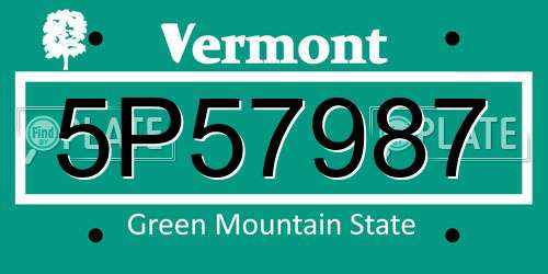 5P57987 Vermont License Plate