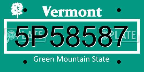 5P58587 Vermont License Plate