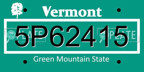 5P62415 Vermont License Plate