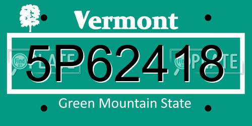 5P62418 Vermont License Plate