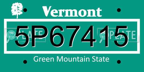 5P67415 Vermont License Plate