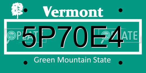 5P70E4 Vermont License Plate