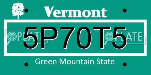5P70T5 Vermont License Plate
