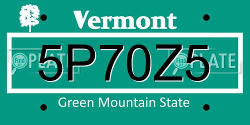 5P70Z5 Vermont License Plate