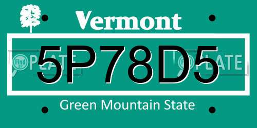 5P78D5 Vermont License Plate