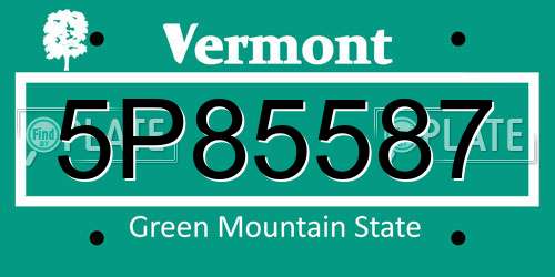 5P85587 Vermont License Plate