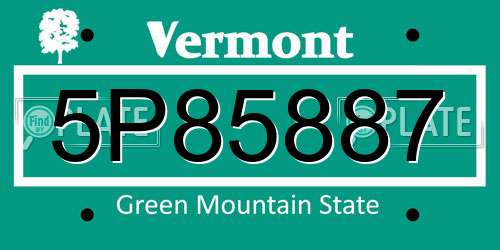 5P85887 Vermont License Plate