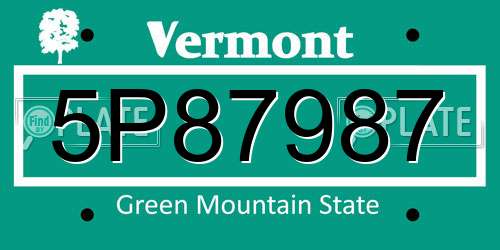 5P87987 Vermont License Plate
