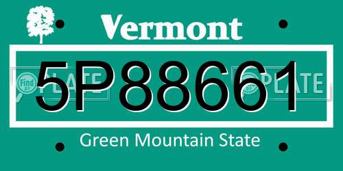 5P88661 Vermont License Plate