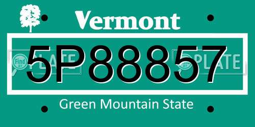 5P88857 Vermont License Plate