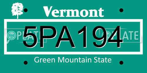 5PA194 Vermont License Plate