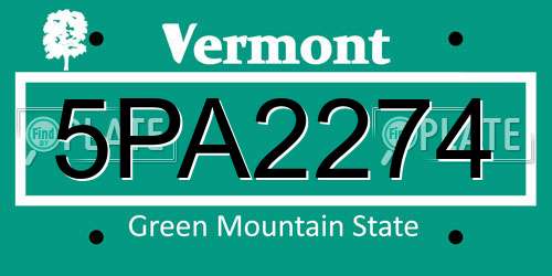 5PA2274 Vermont License Plate
