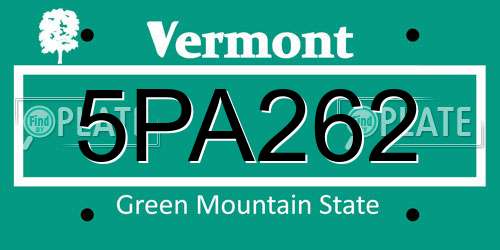 5PA262 Vermont License Plate