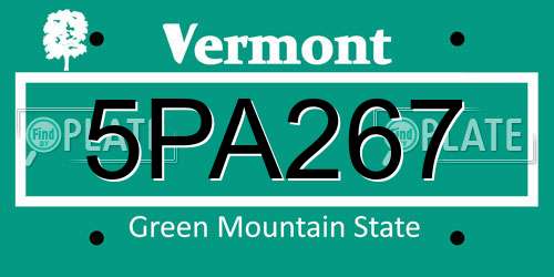 5PA267 Vermont License Plate