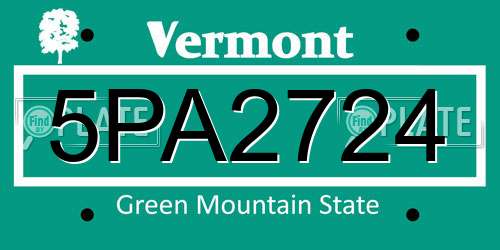 5PA2724 Vermont License Plate